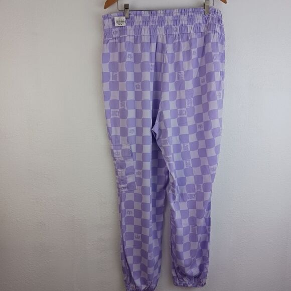 JUICY BY JUICY COUTURE WOMEN'S HIGH RISE PLUS JOGGER PANTS IN LILAC CHECK,2X - Picture 5 of 8